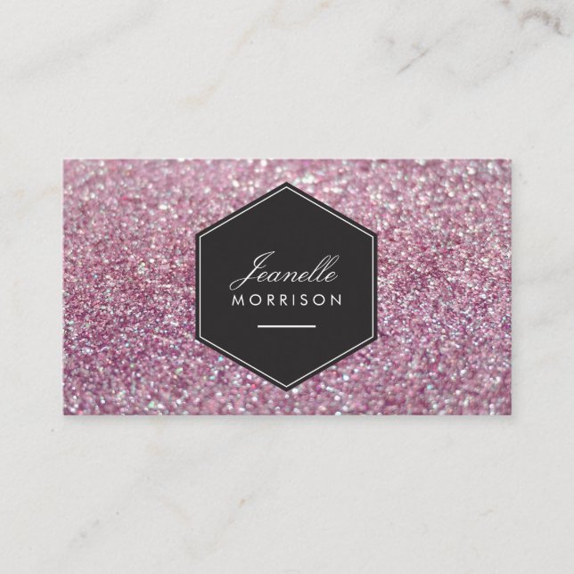 Luxe Rosa Glitter Beauty Affärskort Visitkort (Framsida)