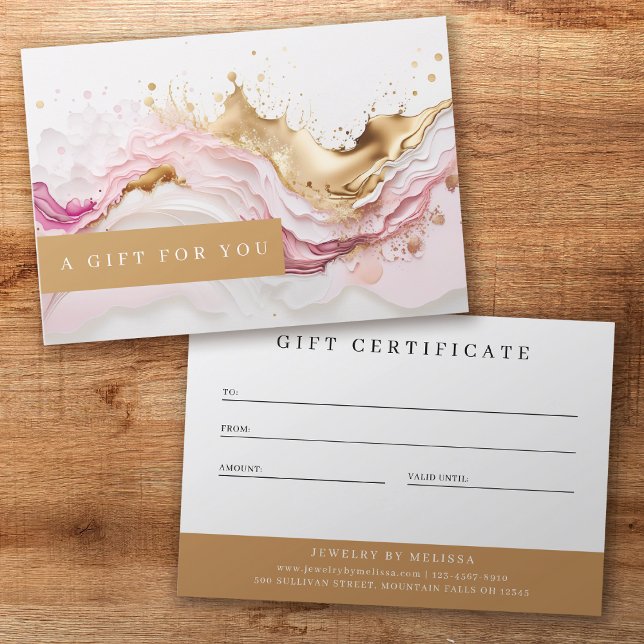 Luxe Rosa Guld Stänk Business Gift Certificate (Skapare uppladdad)