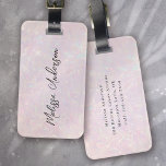 Luxe Rosa Iridescent Calligraphy Bagagebricka<br><div class="desc">Lägg upp ditt bagage med våra märkre för personlig</div>