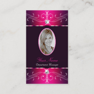 Luxe Rosa Lila Burgund Ornate Ornaments Add Foto Visitkort