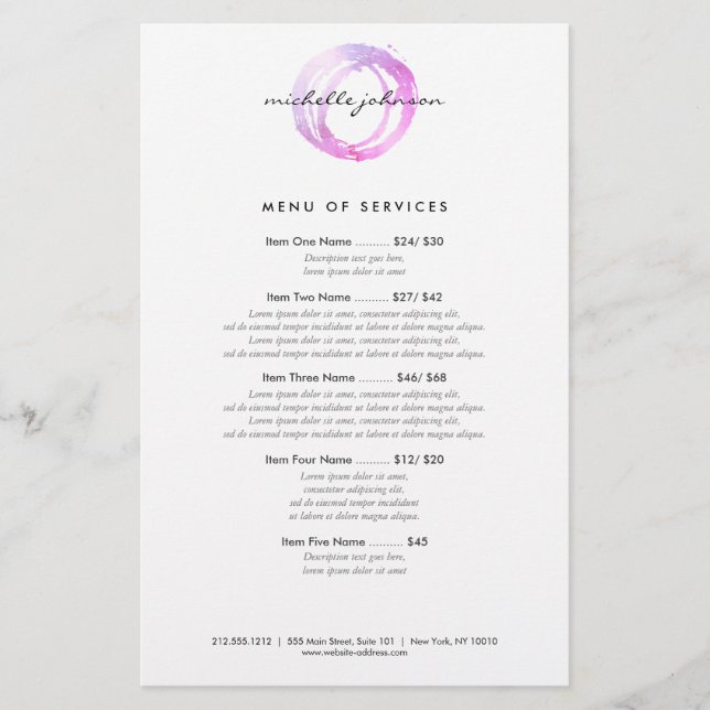 Luxe Rosa Målad Cirkel Designer Logotyp Flygblad (Framsidan)