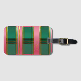 Luxe Rosa och Grön Färgblockerad Monogram Resegods Bagagebricka