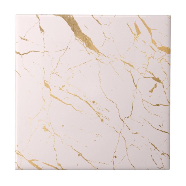 Luxe Rosa och Guld Marble Ceramic Tile Kakelplatta (Framsidan)