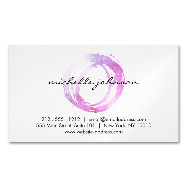 Luxe Rosa Pawarded Circle Magnetiska Visitkort (Framsida)