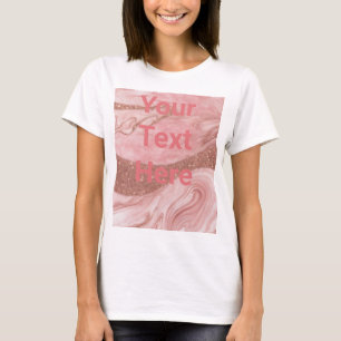 Luxe Rosa ros Guld Anpassningsbar Text Basic T-Shi T Shirt
