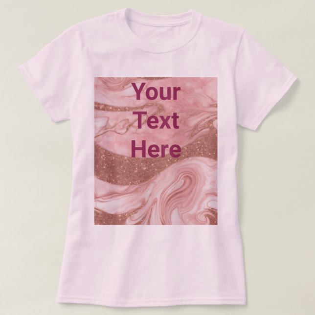 Luxe Rosa ros Guld Anpassningsbar Text Basic T-Shi T Shirt (Design framsida)