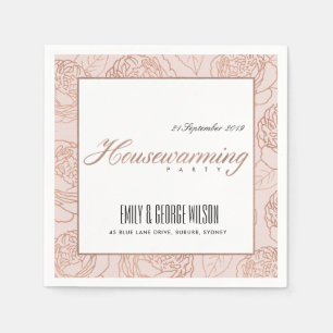 LUXE ROSA ROS GULD BLOMMIGT-HUSEWARMING PAPPERSSERVETT
