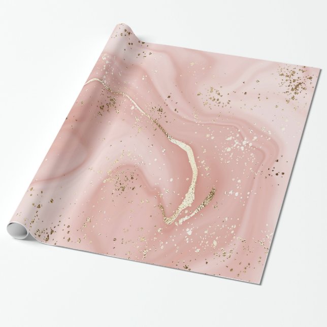 LUXE Rosa ros MARBLE WRAPPP PAPPER Presentpapper (Utrullad)