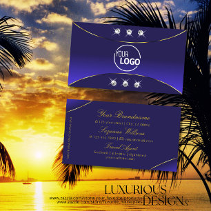 Luxe Royal Blue med Guld dekordiamanter och Logoty Visitkort
