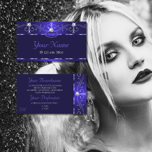 Luxe Royal Blue Squiggles Gnistra Jewels Initialer Visitkort