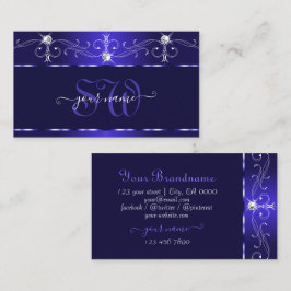 Luxe Royal Blue Squiggles Gnistra Jewels Monogram Visitkort