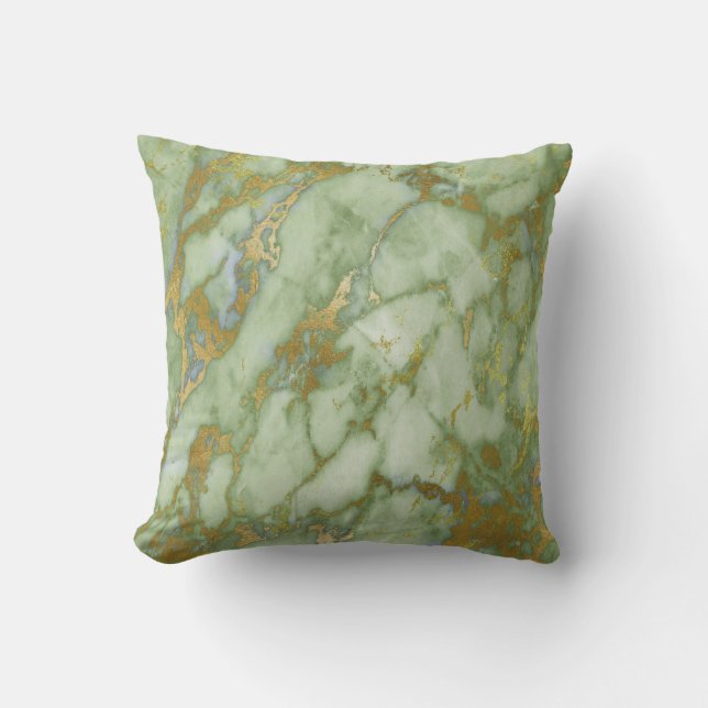 LUXE SAGE WHITE GULD MARBLE INSPIRED CUSHION KUDDE (Framsida)