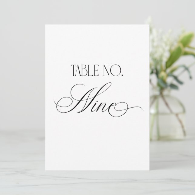 Luxe Script 5x7 Bordnummer Nio Skylt för Bröllop Inbjudningar (Stående Fram)