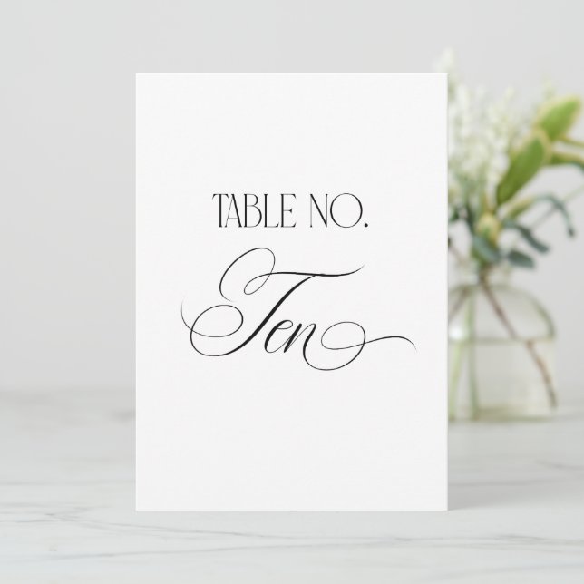 Luxe Script 5x7 Bordnummer Tio Skylt för Bröllop Inbjudningar (Stående Fram)