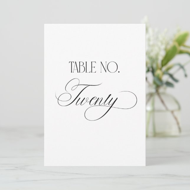 Luxe Script 5x7 Bordnummer Tjugos skylt för bröllo Inbjudningar (Stående Fram)