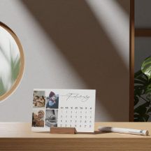 Luxe Script Easel-kalender februari 2026
