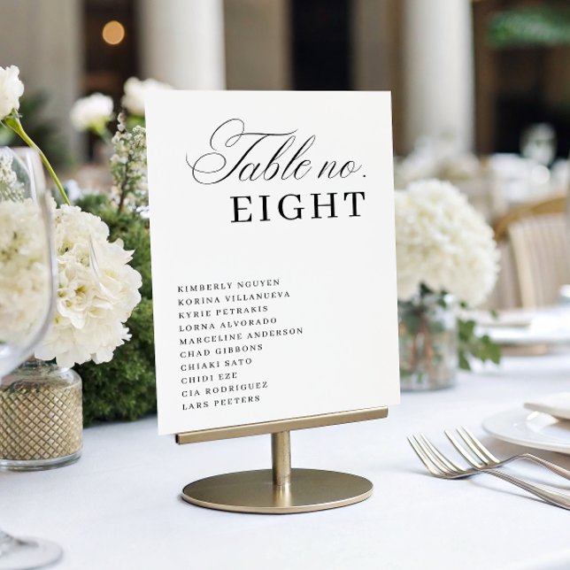 Luxe Script Seating Chart Names Elegant Wedding Bordsnummer (Skapare uppladdad)