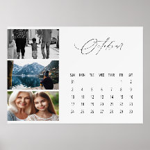Luxe Script Ställbar Kalender Oktober 2027