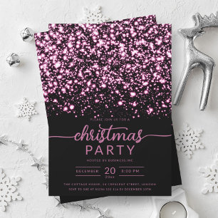 Luxe Shock rosa Winter Shiny Stars Company Julafto Inbjudningar