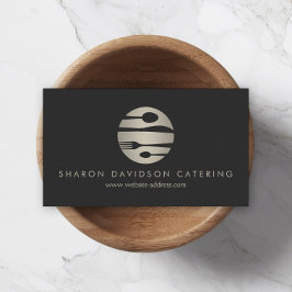 Luxe Silver Catering Logotyp Restaurant Mörk Grått Visitkort