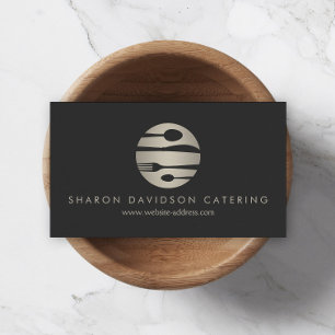 Luxe Silver Catering Logotyp Restaurant Mörk Grått Visitkort