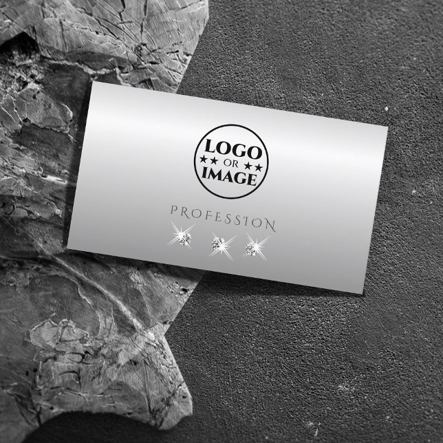 Luxe Silver Grått Ombre Sparkling Diamonds Add Log Visitkort (Skapare uppladdad)