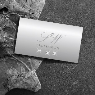 Luxe Silver Grått Ombre Sparkling Diamonds Initial Visitkort