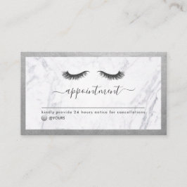 Luxe Silver & Marble Eyelash Beauty Möte Visitkort