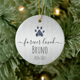 Luxe Silver Metall Forever Loved Pet Memorial Julgransprydnad Keramik