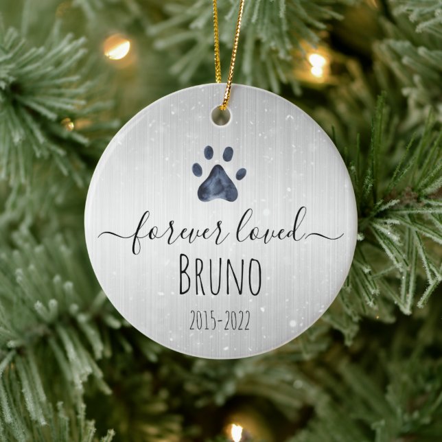 Luxe Silver Metall Forever Loved Pet Memorial Julgransprydnad Keramik (Träd)