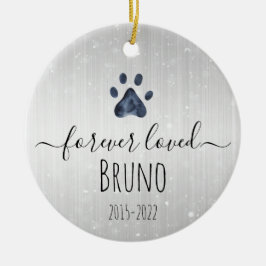 Luxe Silver Metall Forever Loved Pet Memorial Julgransprydnad Keramik