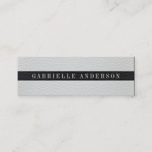 Luxe Simple White and Black Leather Mini Visitkort