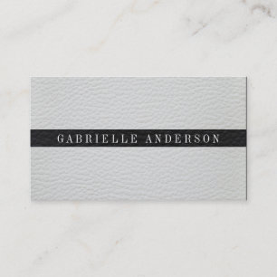 Luxe Simple White and Black Leather Visitkort