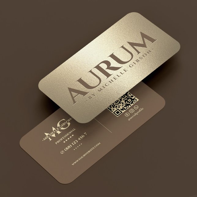 Luxe-smyckesstudio Brun Falskguld Visitkort (Luxe Jewelry Studio Brown Faux Gold Business Card
)