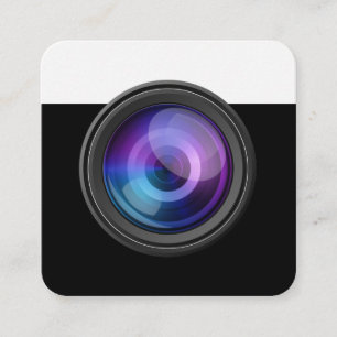 Luxe Stil Photographer Camera Lens Fyrkantigt Visitkort