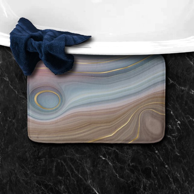 Luxe Strata | Dusty Slate Blue Taupe Rosa Agate Badrumsmatta (Skapare uppladdad)