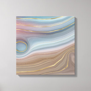 Luxe Strata   Dusty Slate Blue Taupe Rosa Agate Canvastryck