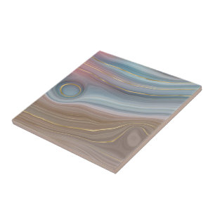 Luxe Strata   Dusty Slate Blue Taupe Rosa Agate Kakelplatta