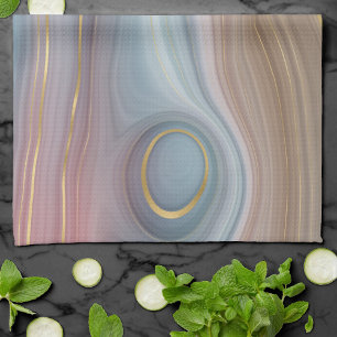 Luxe Strata Dusty Slate Blue Taupe Rosa Agate Kökshandduk