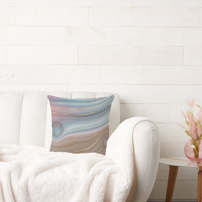 Luxe Strata | Dusty Slate Blue Taupe Rosa Agate Kudde (Soffa)