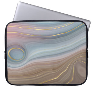 Luxe Strata Dusty Slate Blue Taupe Rosa Agate Laptop Fodral