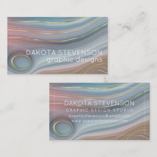 Luxe Strata Dusty Slate Blue Taupe Rosa Agate Visitkort