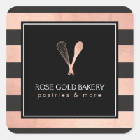 Luxe Stripe Ro Guld Whisk Spoon Logotyp Bakery II