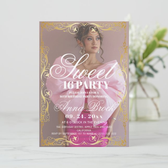 Luxe Sweet 16 Birthday Party Invitation Inbjudningar (Stående Fram)