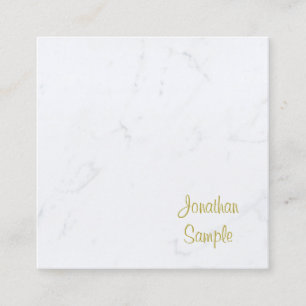 Luxe Template Modern White Marble Guld Text Fyrkantigt Visitkort