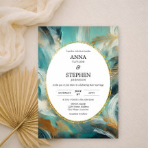 Luxe Turquoise Gold Brushstroke Wedding