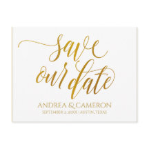 Luxe typografi Spara datum vykort | Falsk folie
