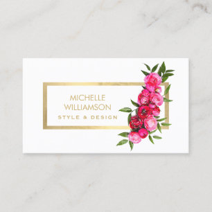 Luxe Watercolor Ro Guld/White Visitkort
