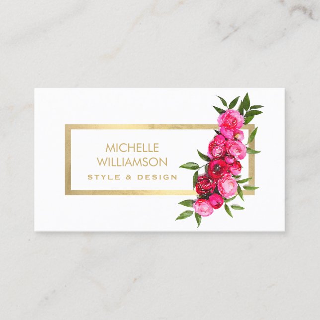 Luxe Watercolor Ro Guld/White Visitkort (Framsida)