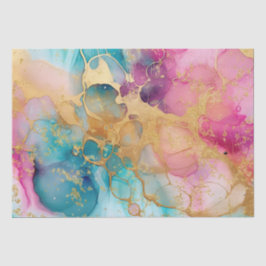 Luxe Watercolor Rosa Blue and Guld Abstrakt